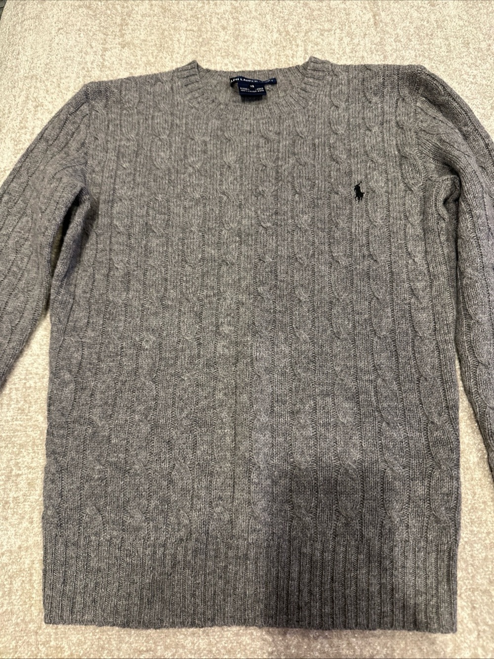 Ralph Lauren Sport Women’s Gray Cable-Knit Crewneck Sweater NWOT